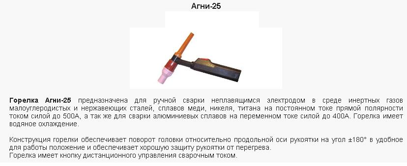 Горелка для аргонодуговой сварки Агни-25